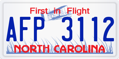 NC license plate AFP3112