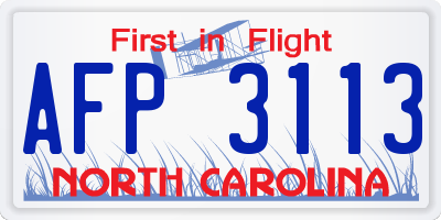 NC license plate AFP3113