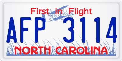 NC license plate AFP3114