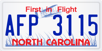 NC license plate AFP3115