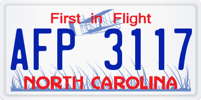 NC license plate AFP3117