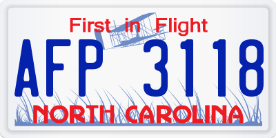 NC license plate AFP3118