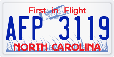 NC license plate AFP3119