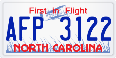 NC license plate AFP3122