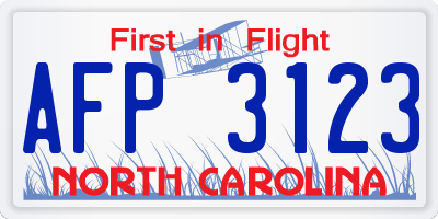 NC license plate AFP3123