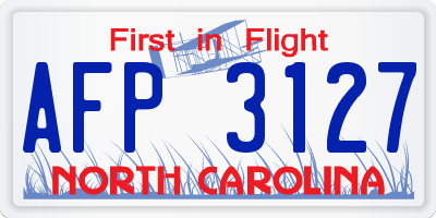 NC license plate AFP3127