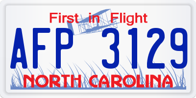NC license plate AFP3129