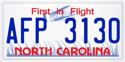 NC license plate AFP3130