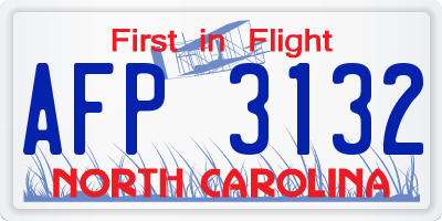 NC license plate AFP3132