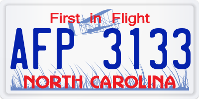 NC license plate AFP3133