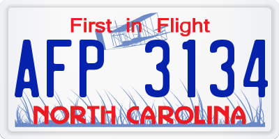 NC license plate AFP3134