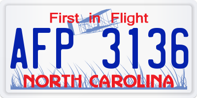 NC license plate AFP3136