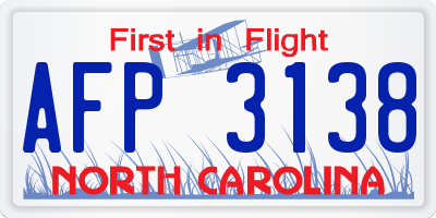 NC license plate AFP3138
