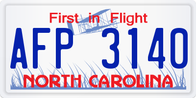 NC license plate AFP3140