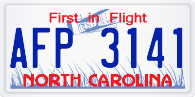 NC license plate AFP3141