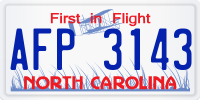 NC license plate AFP3143