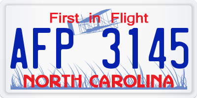 NC license plate AFP3145