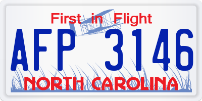 NC license plate AFP3146