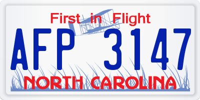 NC license plate AFP3147