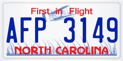 NC license plate AFP3149