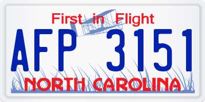 NC license plate AFP3151