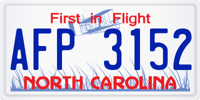 NC license plate AFP3152