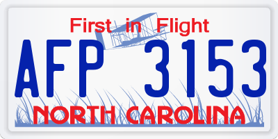 NC license plate AFP3153