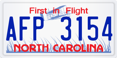 NC license plate AFP3154