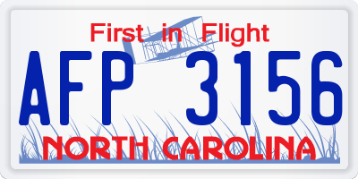 NC license plate AFP3156