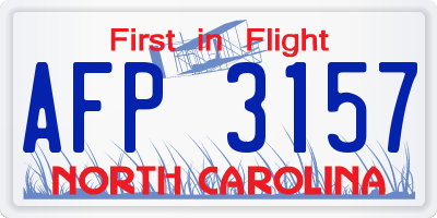 NC license plate AFP3157