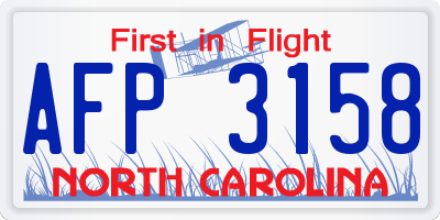 NC license plate AFP3158
