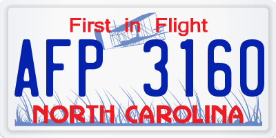 NC license plate AFP3160
