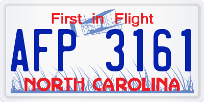 NC license plate AFP3161
