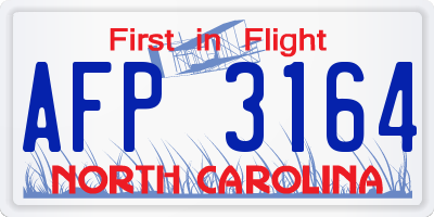 NC license plate AFP3164