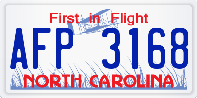 NC license plate AFP3168