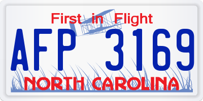 NC license plate AFP3169