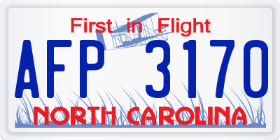 NC license plate AFP3170