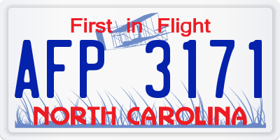 NC license plate AFP3171