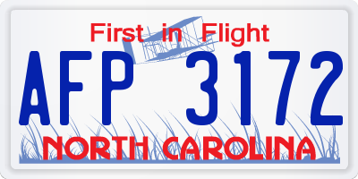 NC license plate AFP3172
