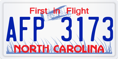 NC license plate AFP3173