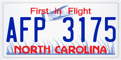 NC license plate AFP3175