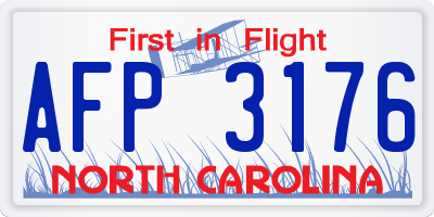 NC license plate AFP3176
