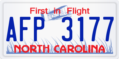 NC license plate AFP3177