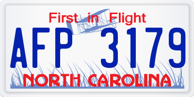 NC license plate AFP3179
