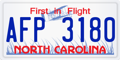 NC license plate AFP3180