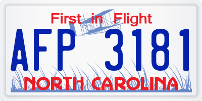NC license plate AFP3181