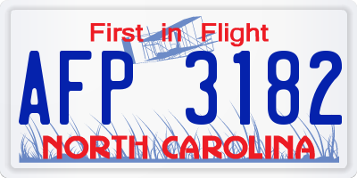 NC license plate AFP3182