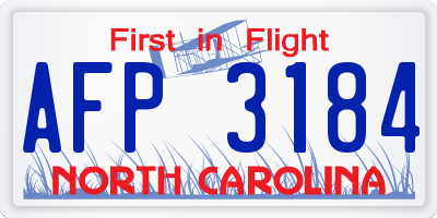 NC license plate AFP3184