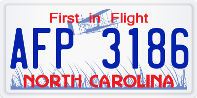NC license plate AFP3186