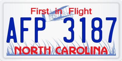 NC license plate AFP3187